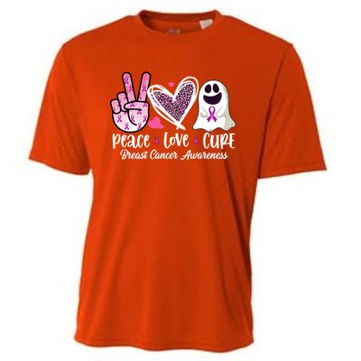 Peace Love Cure Ghost Pink Ribbon Cancer Breast Awareness Great Gift Cooling Performance Crew T-Shirt