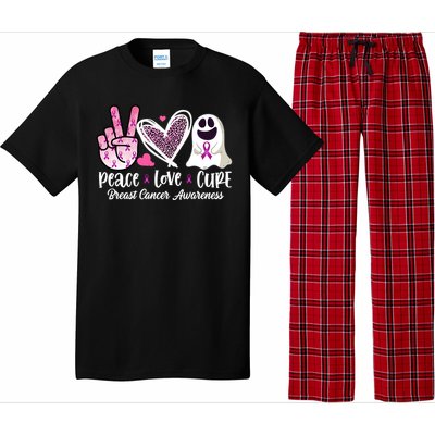 Peace Love Cure Ghost Pink Ribbon Cancer Breast Awareness Great Gift Pajama Set