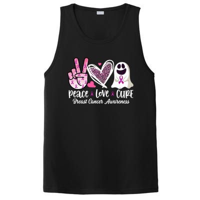 Peace Love Cure Ghost Pink Ribbon Cancer Breast Awareness Great Gift PosiCharge Competitor Tank