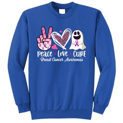 Peace Love Cure Ghost Pink Ribbon Cancer Breast Awareness Great Gift Sweatshirt