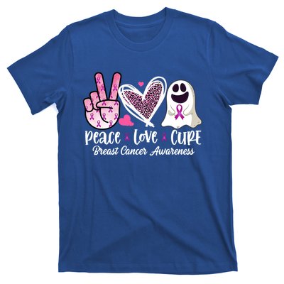 Peace Love Cure Ghost Pink Ribbon Cancer Breast Awareness Great Gift T-Shirt