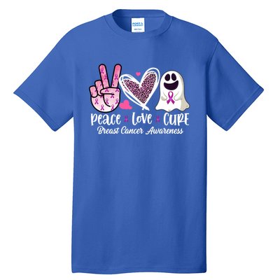 Peace Love Cure Ghost Pink Ribbon Cancer Breast Awareness Great Gift Tall T-Shirt