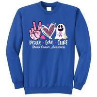 Peace Love Cure Ghost Pink Ribbon Cancer Breast Awareness Great Gift Tall Sweatshirt