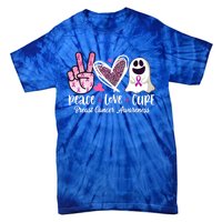 Peace Love Cure Ghost Pink Ribbon Cancer Breast Awareness Great Gift Tie-Dye T-Shirt