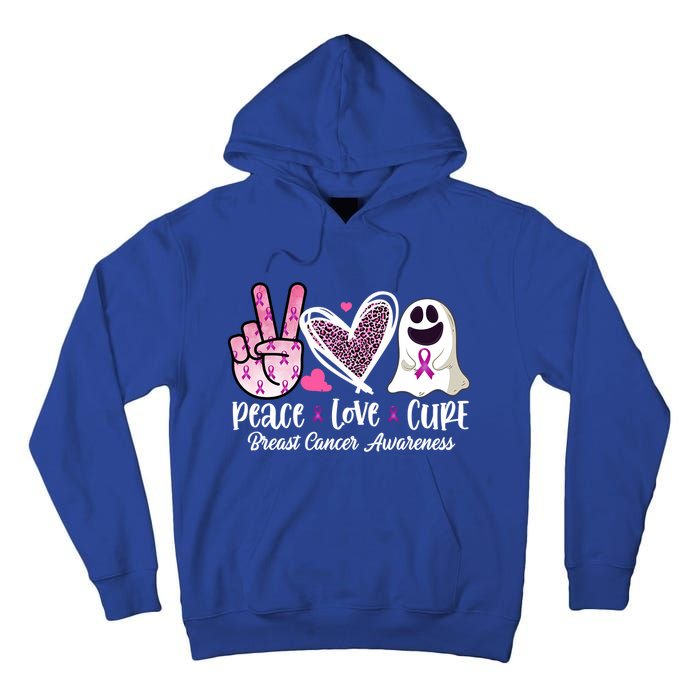 Peace Love Cure Ghost Pink Ribbon Cancer Breast Awareness Great Gift Tall Hoodie