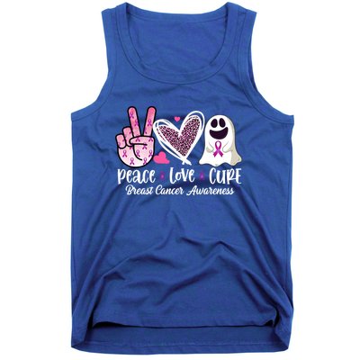 Peace Love Cure Ghost Pink Ribbon Cancer Breast Awareness Great Gift Tank Top