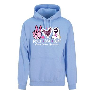 Peace Love Cure Ghost Pink Ribbon Cancer Breast Awareness Great Gift Unisex Surf Hoodie