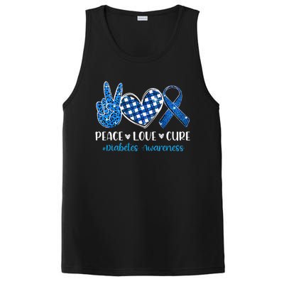 Peace Love Cure Grey Blue Ribbon Diabetes Awareness PosiCharge Competitor Tank