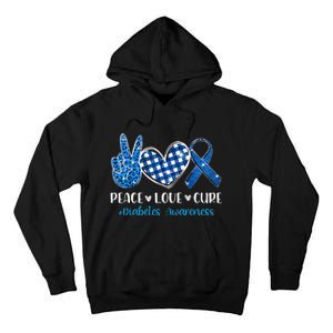 Peace Love Cure Grey Blue Ribbon Diabetes Awareness Tall Hoodie