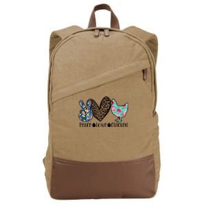 Peace Love Chickens For Floral Animal Print Chicken Lover Cotton Canvas Backpack