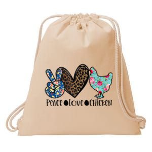 Peace Love Chickens For Floral Animal Print Chicken Lover Drawstring Bag