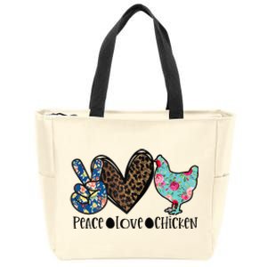 Peace Love Chickens For Floral Animal Print Chicken Lover Zip Tote Bag