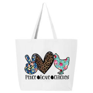 Peace Love Chickens For Floral Animal Print Chicken Lover 25L Jumbo Tote