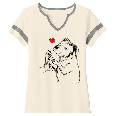 Pitbull Love Cute Pittie Dog Mom Funny Ladies Halftime Notch Neck Tee