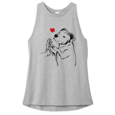 Pitbull Love Cute Pittie Dog Mom Funny Ladies PosiCharge Tri-Blend Wicking Tank