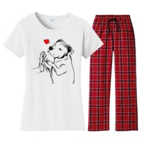 Pitbull Love Cute Pittie Dog Mom Funny Women's Flannel Pajama Set