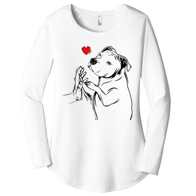 Pitbull Love Cute Pittie Dog Mom Funny Women's Perfect Tri Tunic Long Sleeve Shirt