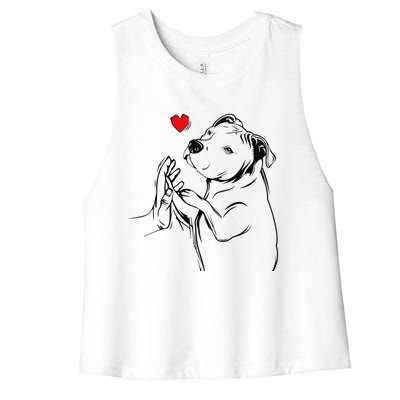 Pitbull Love Cute Pittie Dog Mom Funny Women's Racerback Cropped Tank