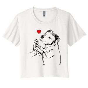 Pitbull Love Cute Pittie Dog Mom Funny Women's Crop Top Tee