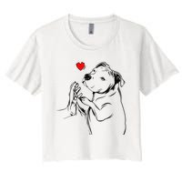 Pitbull Love Cute Pittie Dog Mom Funny Women's Crop Top Tee