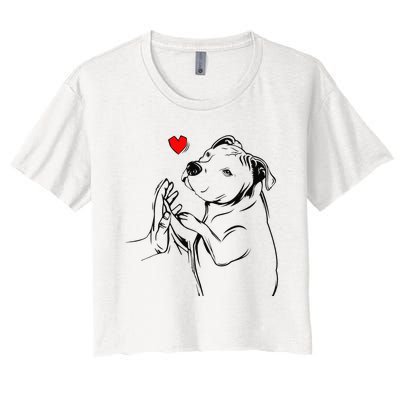 Pitbull Love Cute Pittie Dog Mom Funny Women's Crop Top Tee