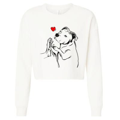 Pitbull Love Cute Pittie Dog Mom Funny Cropped Pullover Crew