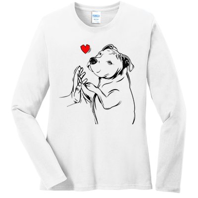 Pitbull Love Cute Pittie Dog Mom Funny Ladies Long Sleeve Shirt