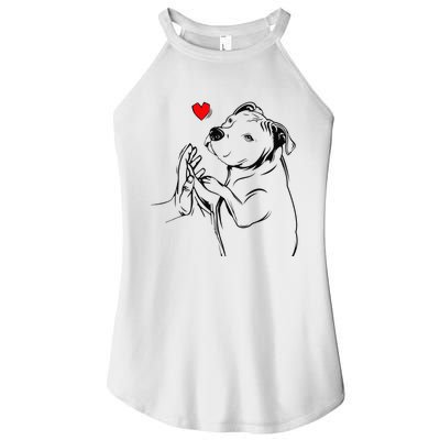 Pitbull Love Cute Pittie Dog Mom Funny Women’s Perfect Tri Rocker Tank