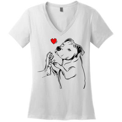 Pitbull Love Cute Pittie Dog Mom Funny Women's V-Neck T-Shirt