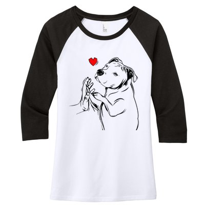 Pitbull Love Cute Pittie Dog Mom Funny Women's Tri-Blend 3/4-Sleeve Raglan Shirt