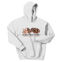 Peace Love Cure Sunflower Peach Ribbon Endometrial Cancer Kids Hoodie