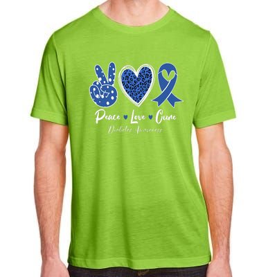 Peace Love Cure Diabetes Awareness Diabetic Blue Ribbon Adult ChromaSoft Performance T-Shirt