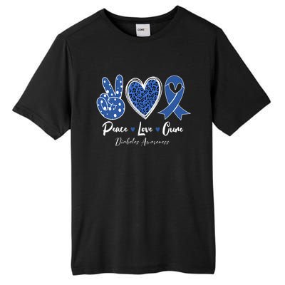 Peace Love Cure Diabetes Awareness Diabetic Blue Ribbon Tall Fusion ChromaSoft Performance T-Shirt