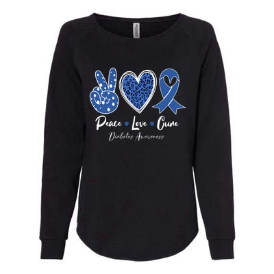 Peace Love Cure Diabetes Awareness Diabetic Blue Ribbon Womens California Wash Sweatshirt