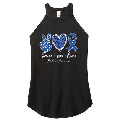 Peace Love Cure Diabetes Awareness Diabetic Blue Ribbon Women's Perfect Tri Rocker Tank