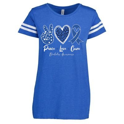 Peace Love Cure Diabetes Awareness Diabetic Blue Ribbon Enza Ladies Jersey Football T-Shirt