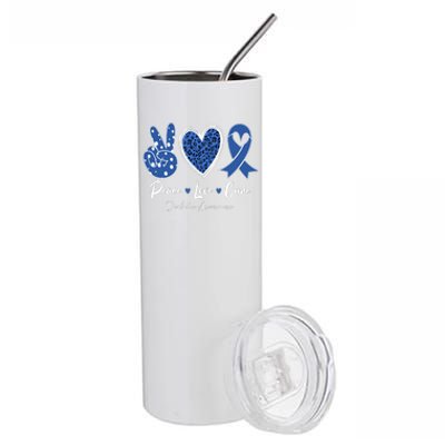 Peace Love Cure Diabetes Awareness Diabetic Blue Ribbon Stainless Steel Tumbler