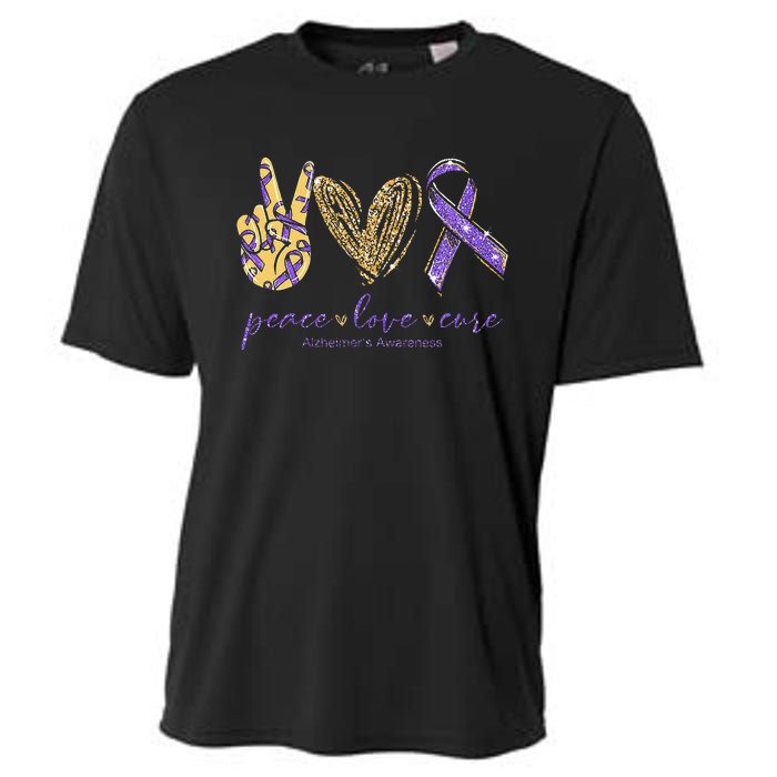 Peace Love Cure Alzheimers Awareness Cooling Performance Crew T-Shirt