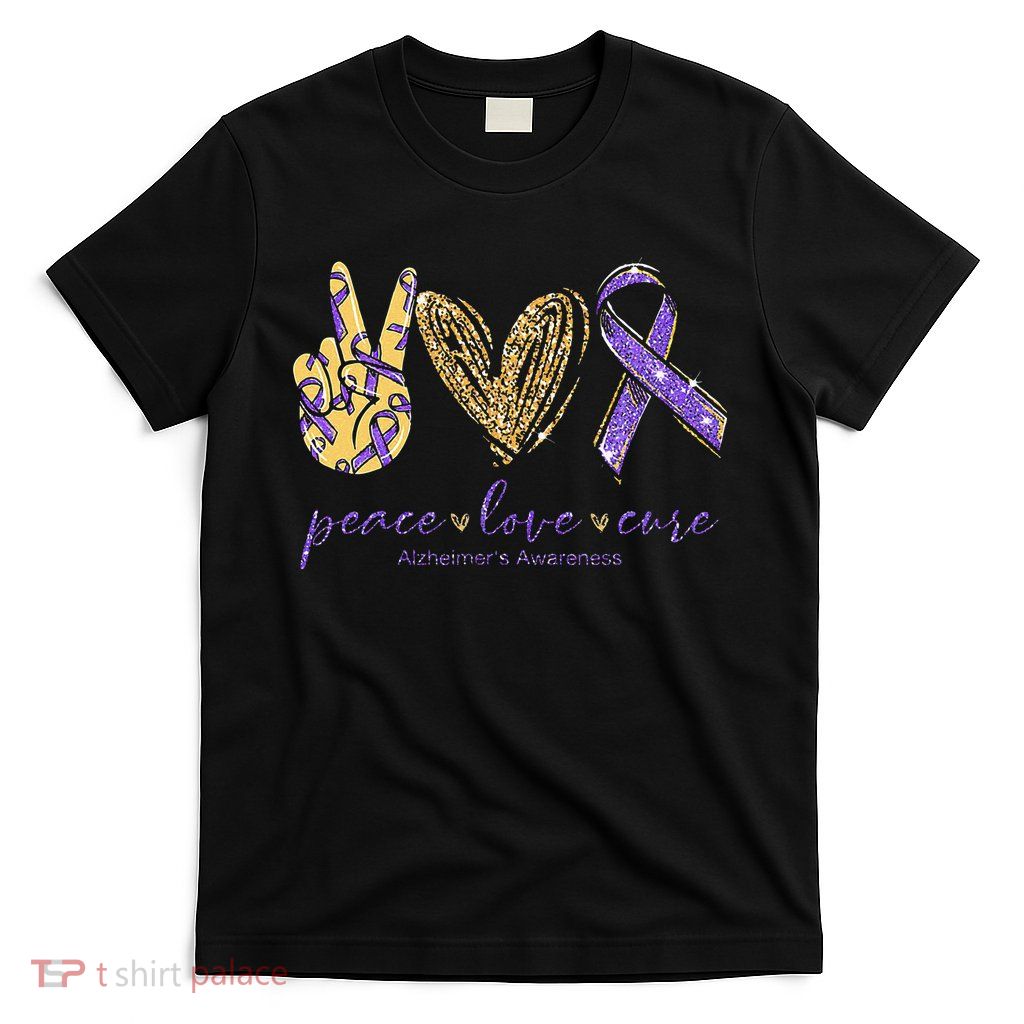 Peace Love Cure Alzheimers Awareness T-Shirt