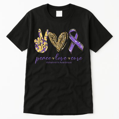 Peace Love Cure Alzheimers Awareness Tall T-Shirt