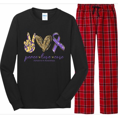 Peace Love Cure Alzheimers Awareness Long Sleeve Pajama Set