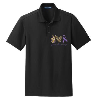 Peace Love Cure Alzheimers Awareness Dry Zone Grid Polo