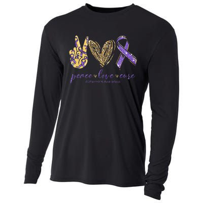 Peace Love Cure Alzheimers Awareness Cooling Performance Long Sleeve Crew