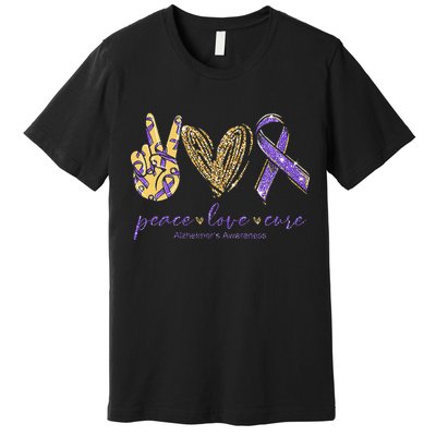 Peace Love Cure Alzheimers Awareness Premium T-Shirt