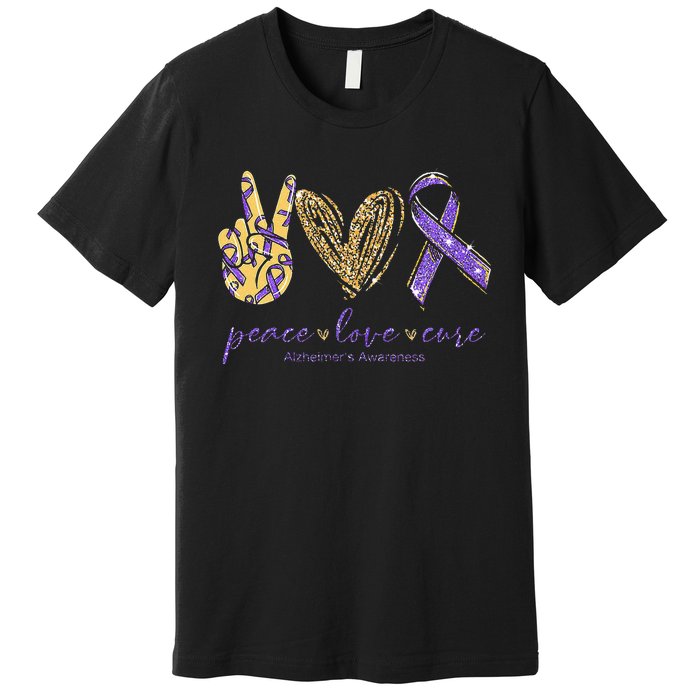 Peace Love Cure Alzheimers Awareness Premium T-Shirt