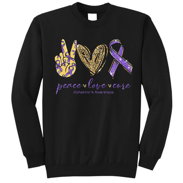 Peace Love Cure Alzheimers Awareness Tall Sweatshirt