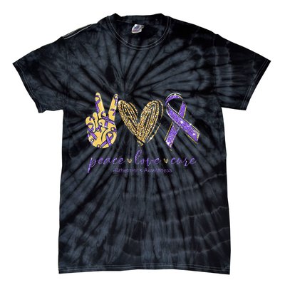 Peace Love Cure Alzheimers Awareness Tie-Dye T-Shirt