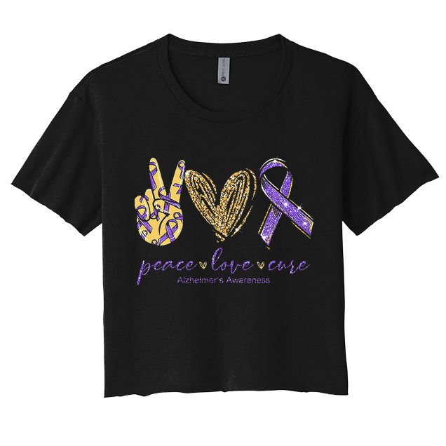 Peace Love Cure Alzheimers Awareness Crop Top