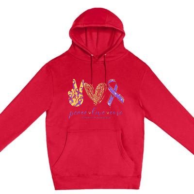 Peace Love Cure Alzheimers Awareness Premium Pullover Hoodie