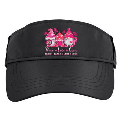 Peace Love Cure Gnomes Pink Ribbon Breast Cancer Awareness Adult Drive Performance Visor